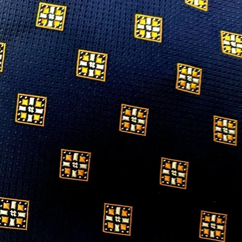 Paul Fredrick‎ Silk Tie Blue Woven Geometric Short